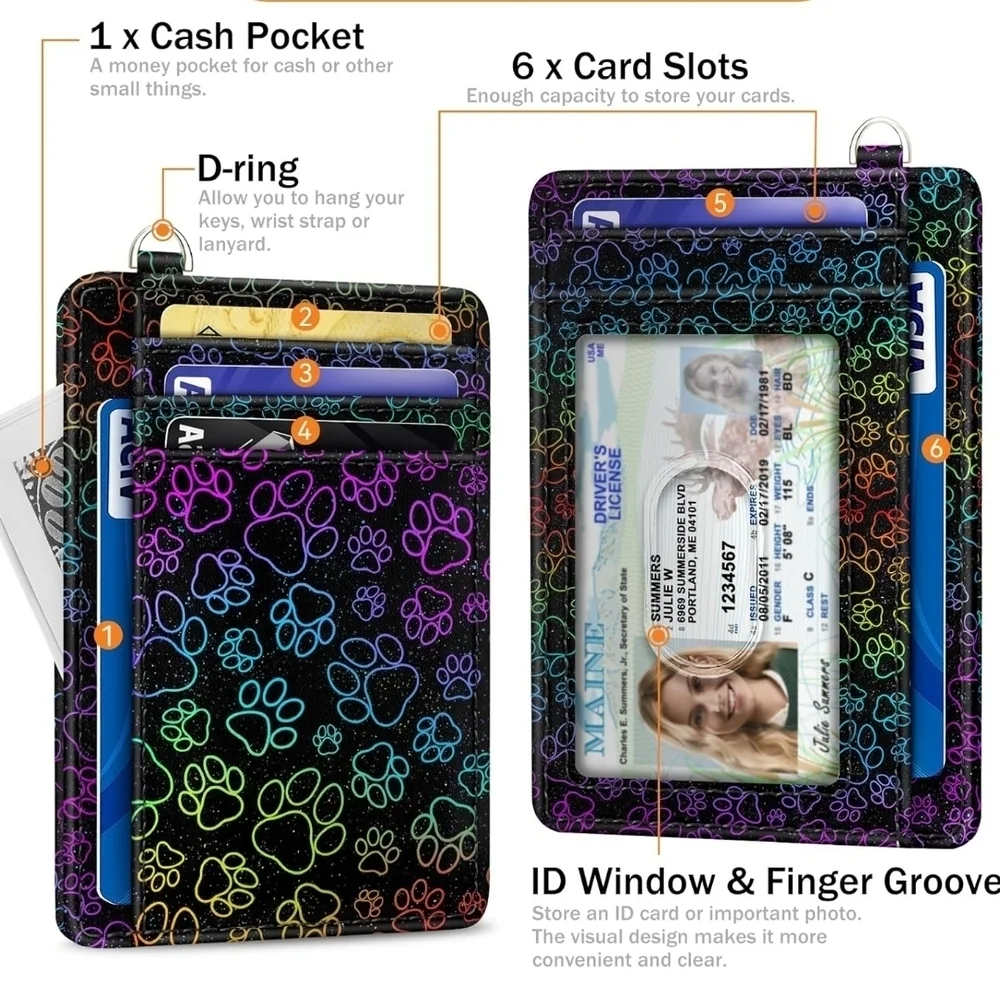 Rainbow Paw Print Card Holder